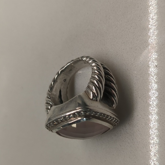 DAVID YURMAN ALBION 14mm ROSE QUARTZ & DIAMOND RING sz-5.25 - Picture 11 of 11